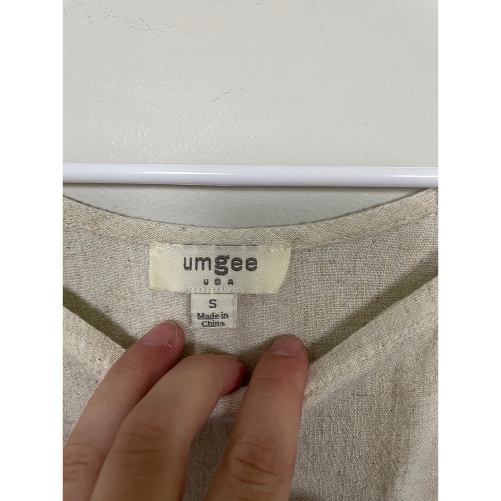 Umgee Crochcet Sleeve Linen Cotton Mini Dress Size Small Bohemian Beach Casual - Picture 9 of 10